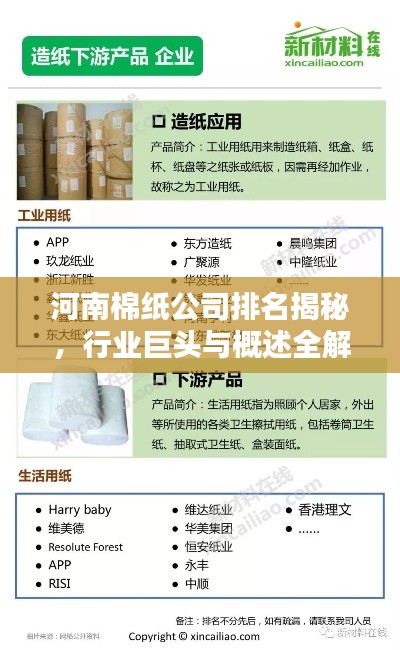 河南棉紙公司排名揭秘，行業(yè)巨頭與概述全解析