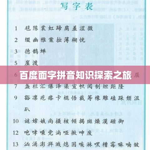 百度面字拼音知識探索之旅