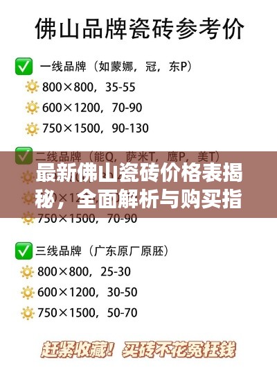 最新佛山瓷磚價(jià)格表揭秘，全面解析與購買指南