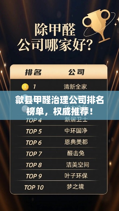 歙縣甲醛治理公司排名榜單，權(quán)威推薦！