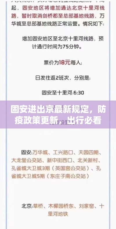 固安進(jìn)出京最新規(guī)定，防疫政策更新，出行必看！