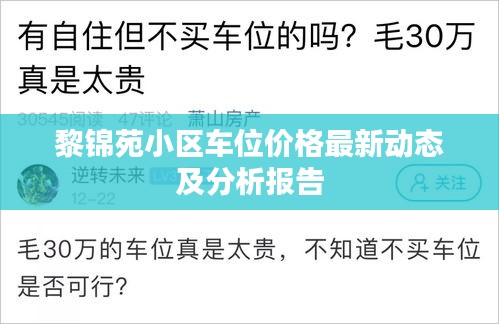 黎錦苑小區(qū)車位價(jià)格最新動(dòng)態(tài)及分析報(bào)告