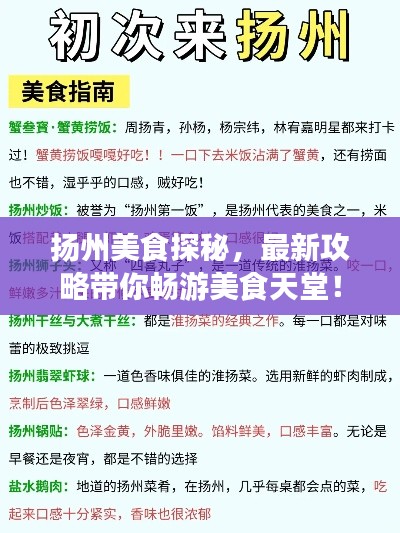揚州美食探秘，最新攻略帶你暢游美食天堂！