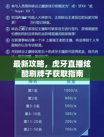 最新攻略，虎牙直播炫酷刷牌子獲取指南