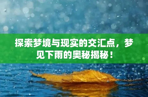 探索夢境與現(xiàn)實的交匯點，夢見下雨的奧秘揭秘！