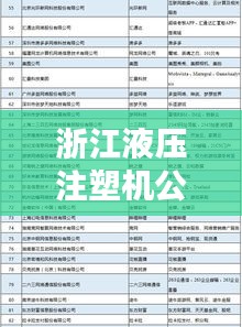 浙江液壓注塑機(jī)公司排行榜揭曉，行業(yè)領(lǐng)軍企業(yè)榜單