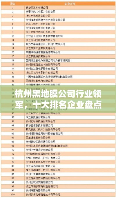 杭州黑地膜公司行業(yè)領(lǐng)軍，十大排名企業(yè)盤點(diǎn)