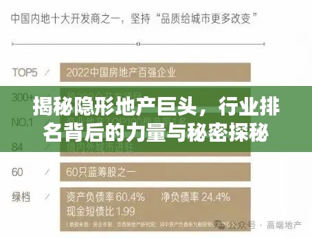 揭秘隱形地產(chǎn)巨頭，行業(yè)排名背后的力量與秘密探秘