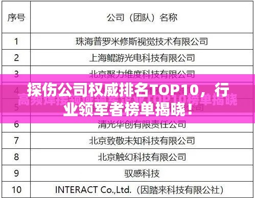 探傷公司權(quán)威排名TOP10，行業(yè)領(lǐng)軍者榜單揭曉！