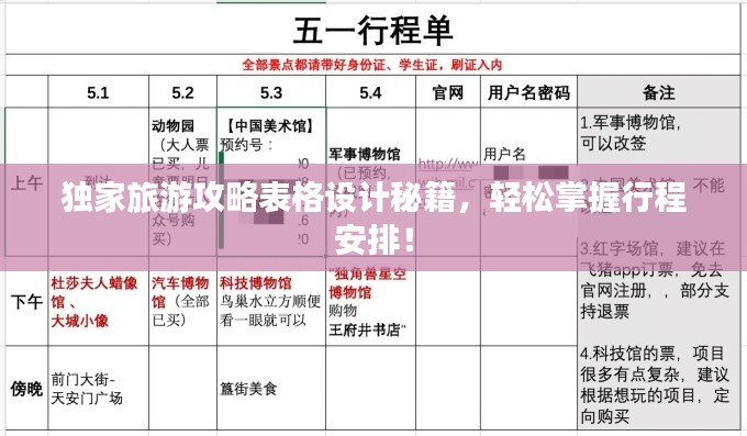 獨(dú)家旅游攻略表格設(shè)計(jì)秘籍，輕松掌握行程安排！